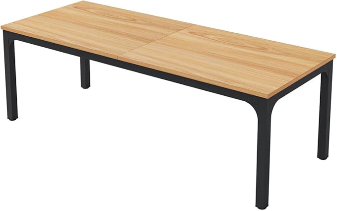 78 Inch Long Computer Desk 2 Person Executive Office Desk Extra Large Double Workstation Simple Study Student Writing Table for Home Office (Walnut+Black)