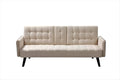 Leno 72 Sleeper Sofa Bed - Convertible Folding Backrest to Full Bed with Cup Holder &amp Drop-Down Table - Space Saving Linen Sofa for Small Spaces - Easy Assembly Beige