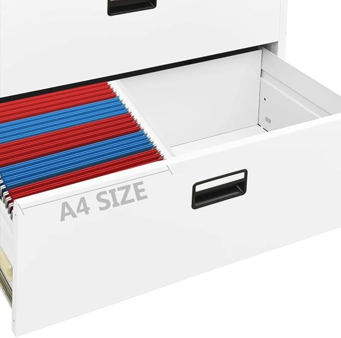White Steel File Cabinet with Lock 2-Drawer Office Storage Cabinet for Home Office Legal/A4/Letter Size Filing 198.4 lb Capacity 35.4”x18.1”x28.5”