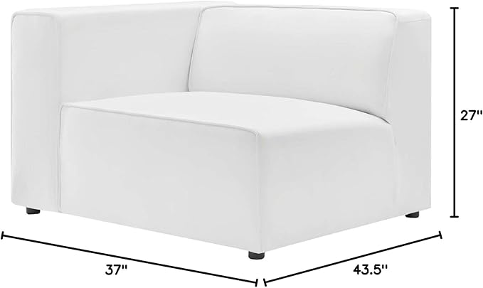 Modway Mingle Vegan Leather Sectional Sofa Left-Arm Chair in White