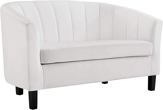 Modway Prospect Channel Tufted Upholstered Velvet Loveseat White