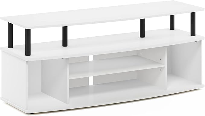Furinno Jaya Large Entertainment Center Hold up to 55-in TV Inch White/Black