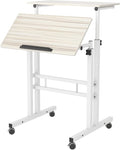 DlandHome Mobile Standing Desk - Adjustable Sit Stand Desk 23.6inches Table Workstation Maple