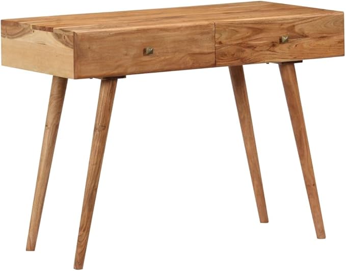 Farmhouse Writing Desk with 2 Drawers 39.3 Wood Computer Desk Study Desk for Home Office Midcentury Laptop Stand Console Table Makeup Vanity Desk Brown