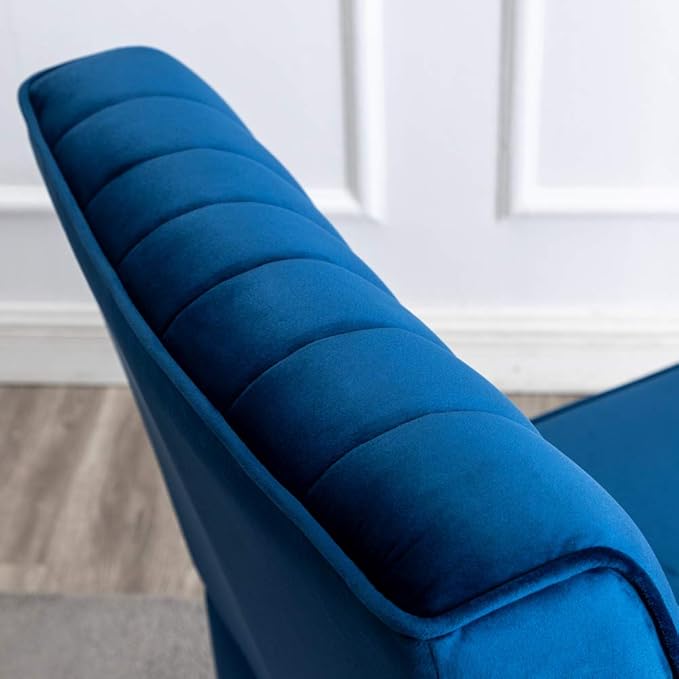 Mid Century Modern Chairs Set of 2 with Minimalist Design Elegant Velvet Upholstery and Solid Wood Legs Ideal for Living Room or Bedroom Dark Blue