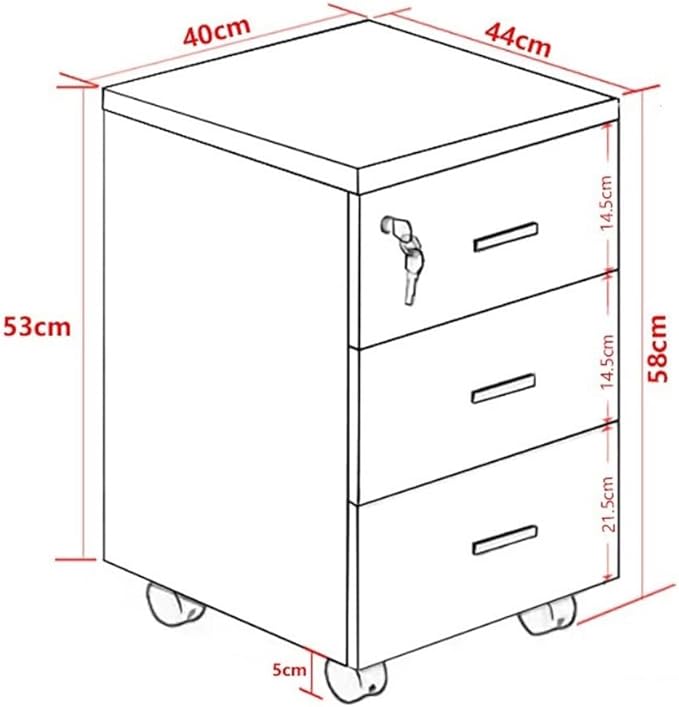 Filing Cabinet Wooden Floor-to-Ceiling Mobile File Cabinet Simple Modern Storage Short Cabinet with Lock Three Drawers Cabinet File Storage Cabinets(Natural)