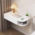 Versatile Floating Desk with Drawers Stylish Writing Study Table Wall Mounted Desk for Living Room Bedroom Home Office(White B6.4 * 16.1 * 31.5in)