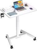 28-Inch Mobile Standing Desk Computer Workstations with Cup Holder Portable Standing Desk with Lockable Wheels Rolling Table for Home Office Classroom Hospital (Snow-White Steel Classic)