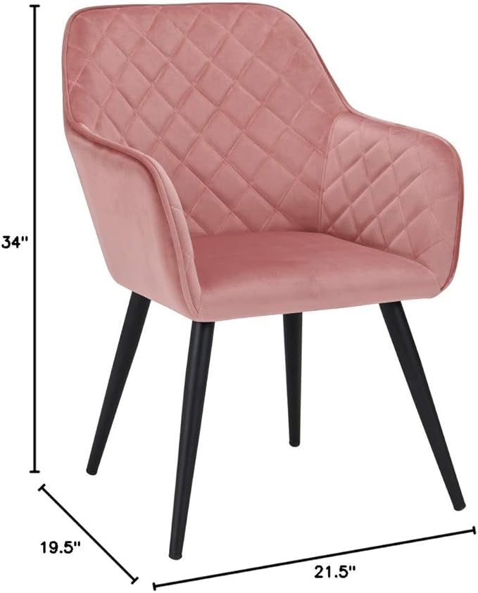 DUHOME Accent Chair with ArmrestReception Chair Mid-Century Upholstered Leisure Chairs Modern Metal Frame Legs Velvet Padded Seat Easy Assembly Pink