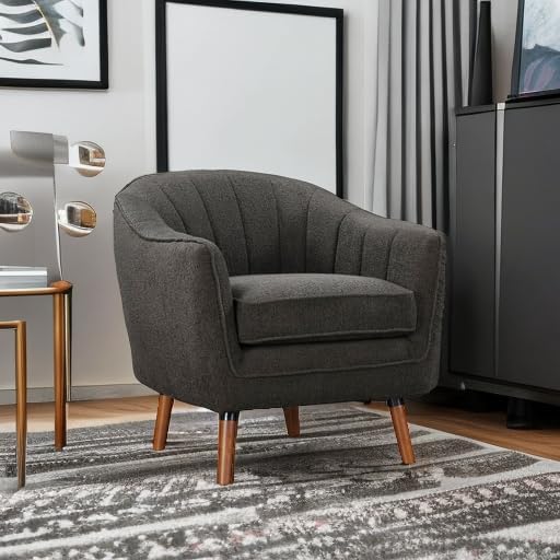 Lexicon Alard Tufted Fabric Barrel Accent Chair Charcoal
