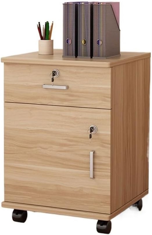 Furniture Simple Locking Mobile Low Cabinet Office File Cabinet with Drawer File Organizer Printer Stand(Brown)