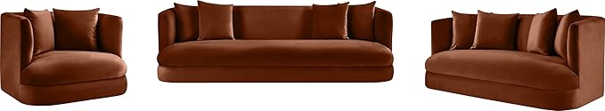 Meridian Furniture 699Cognac-C Alder Collection Modern | Contemporary Chair with Ultra Luxe Cognac Velvet 460 GSM Velvet Solid Wood Frame 38 W x 36 D x 30 H Cognac