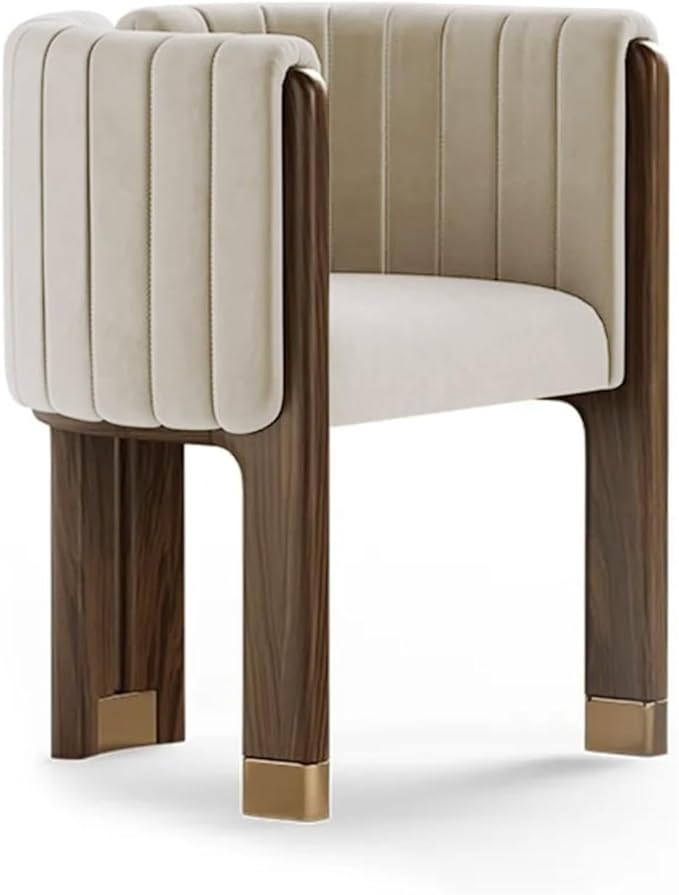 Velvet Fluted Accent Chair for Living Room with Wood Frame High Resilience Foam Elegant Modern Armchair (Beige)