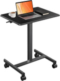 Adjustable Mobile Standing Desk Rolling Sit-Stand Laptop Desk with Locking Wheels Compact Portable Computer Table for Home Office or Dorm Black