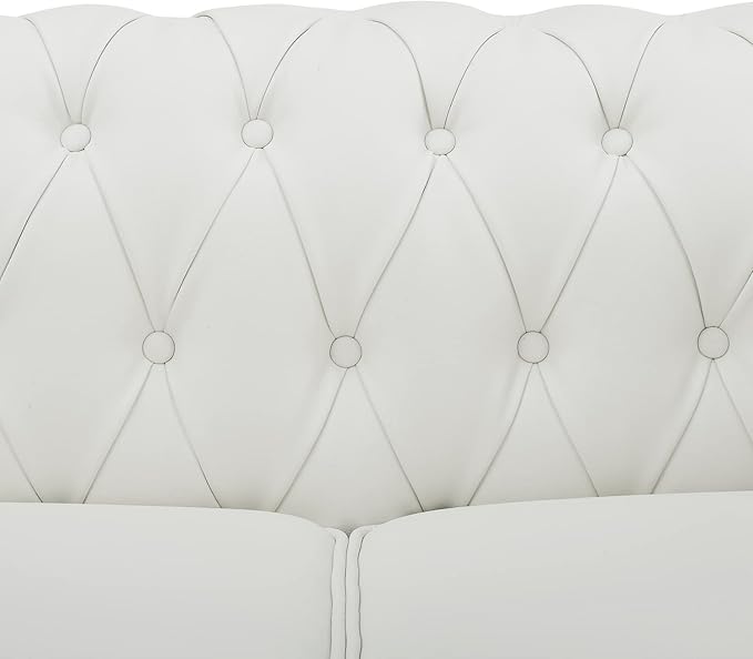 Naomi Home Modern Loveseat Sofa for Small Spaces – Faux Leather Loveseat Couch with Plush Cushions – Perfect for Young Couples &amp Family Living