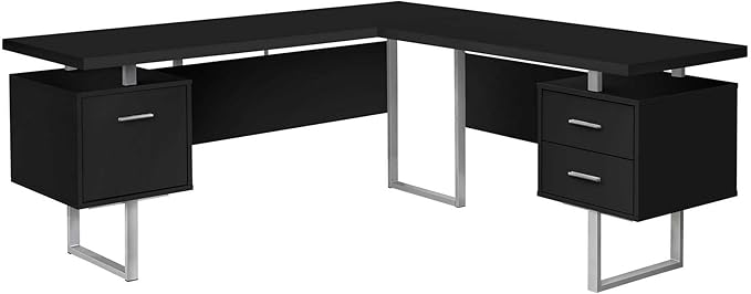 Monarch Specialties I 7619 Computer Desk Home Office Corner Left Right Set-up Storage Drawers 70 L L Shape Work Laptop Metal Laminate Black Grey