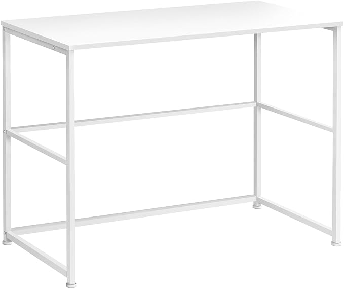 Computer Desk Home Office Laptop Left Right Set up Storage Drawers 40 l Work White Laminate White Metal Contemporary Modern