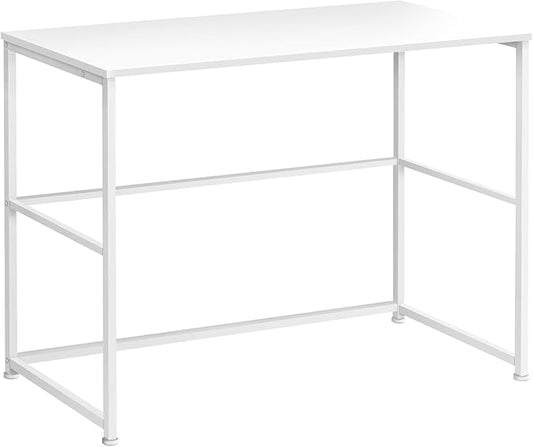 Computer Desk Home Office Laptop Left Right Set up Storage Drawers 40 l Work White Laminate White Metal Contemporary Modern