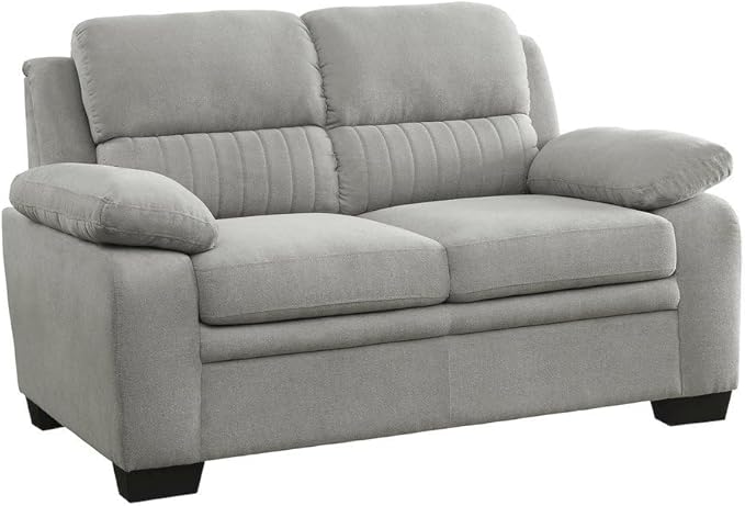 Gray 58-Inches Love Seat with Textured Fabric Upholstery Small Comfy Couch for Living Room Relaxing Seating and Stylish Décor