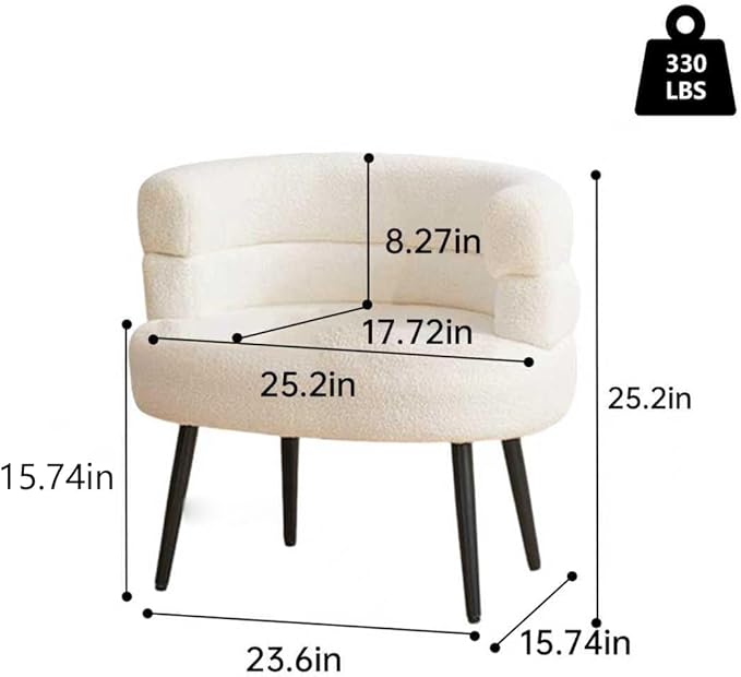 Makeup Vanity Chairs with BackOffice Desk No WheelsComfy Fabric Easy to Install for Living RoomBedroomHomeOfficeDressing Room-Beige White