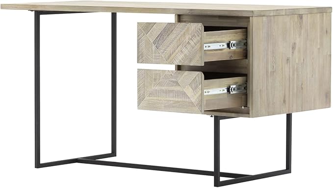 Armen Living Peridot 2 Drawer Desk in Natural Acacia Wood 24 x 29 x 51