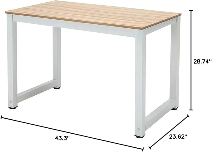 Computer Desk 43in Wood Work Desk Large Gaming Writing Desk PC Laptop Table Study Workstation Home Office Furniture (Burlywood)