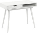 Nora 40W Writing Desk in Pure White | Compact Writing Table with Storage Workstation for Home Office or Study Room