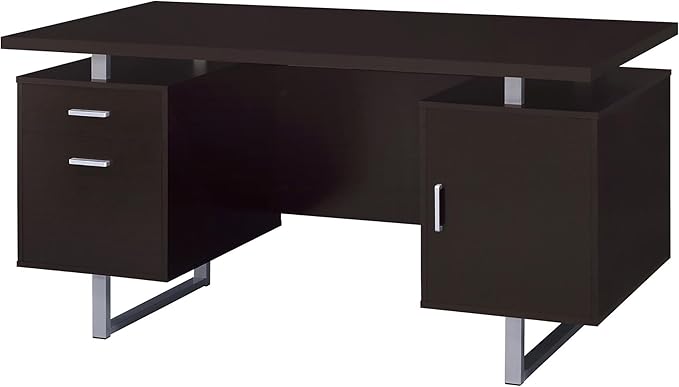 Cappuccino 2-Drawer Floating Top Office Desk