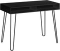 Computer Desk Home Office Laptop Left Right Set up Storage Drawers 40 l Work Black Laminate Black Metal Contemporary Modern SM277