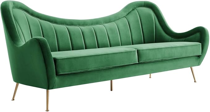 Modway EEI-5874-EME Cheshire Channel Tufted Performance Velvet Sofa Emerald