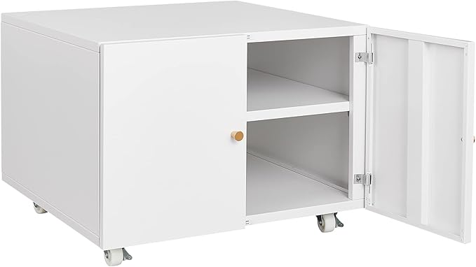 Print Mobile Printer Stand Rolling Filing Cabinet Lateral Office Filing Cabinet fits A4 or Letter Size for Home Office (White H17.72)