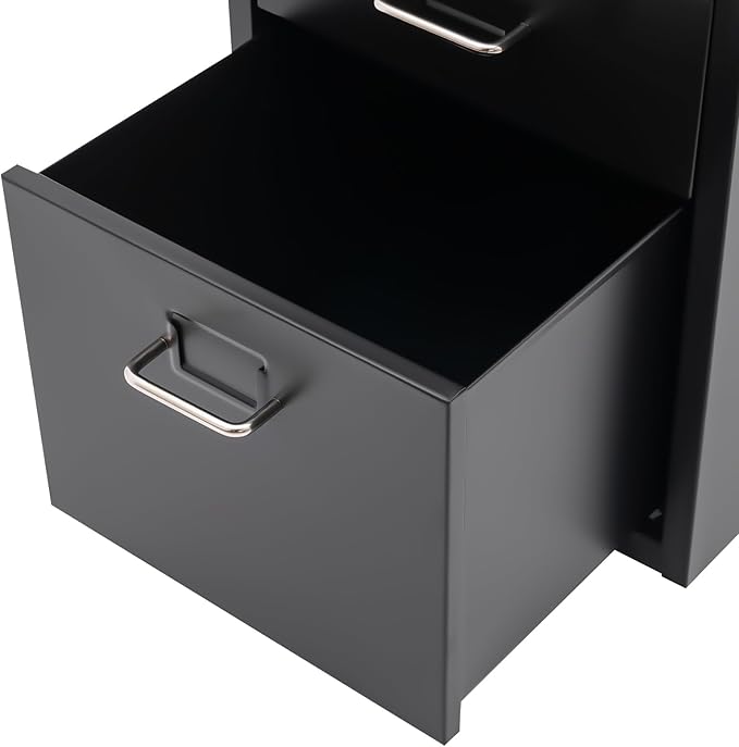 Locking 3-Drawer Vertical File Cabinet on Wheels Mobile Steel Storage Organizer with Keys for Home Office Study (Black)