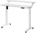 UNICOO Electric Height Adjustable 2-Tier Raising Desk with Wheels Mobile Standing Desk with Monitor Stand Ergonomic Adjustable Computer Table Electric Standing Game Table for Home Office