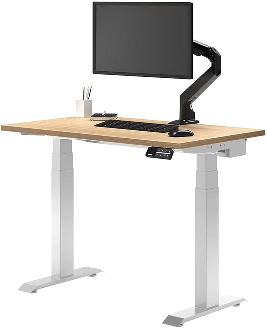 Desky Dual Mini Sit Stand 40 x 24 in Compact Desk with Dual Motors 3-Stage Height Range 4 Memory Presets – One-Piece Top for Home Office Sublime Teak