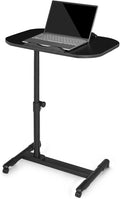 MoNiBloom Rolling Mobile Standing Desk 360° Rotatable Panel Adjustable Height 59''-89'' Portable Overbed Laptop Sofa Table Cart with Wheels for Offices Home Medical Black