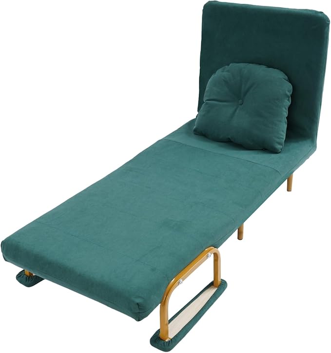 Folding Sofa Bed Convertible Sleeper Chair Single Sleeper Sofa Adjustable Backrest Futon Floor Couch Lounge Sofa for Living Room and Bedroom (Green)