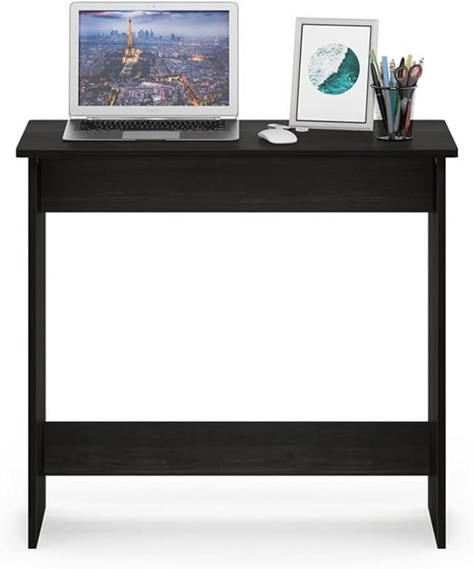 Pemberly Row Study Table 31.5 Wide Engineered Wood Writing Desk Espresso Finish Compact Design with Rounded Corners Home Office Furniture for Small Spaces