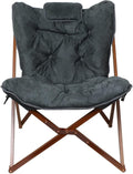 Zenithen Portable Foldable Indoor Wood Butterfly Folding Accent Chair Perfect for Dorm Rooms Bedrooms and Living Rooms Use for Lounging Reading Studying and Gaming Gray