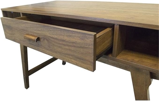 OS Home and Office Model Mid Century One Drawer and Sturdy Legs Desk Brown