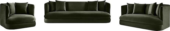 Meridian Furniture 699Green-C Alder Collection Modern | Contemporary Chair with Ultra Luxe Green Velvet 460 GSM Velvet Solid Wood Frame 38 W x 36 D x 30 H Green