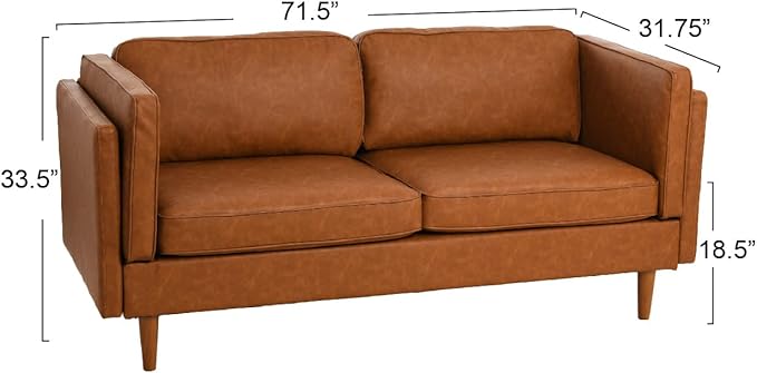 Creative Co-Op Atley High Sided Sofas Vegan Cognac Leather