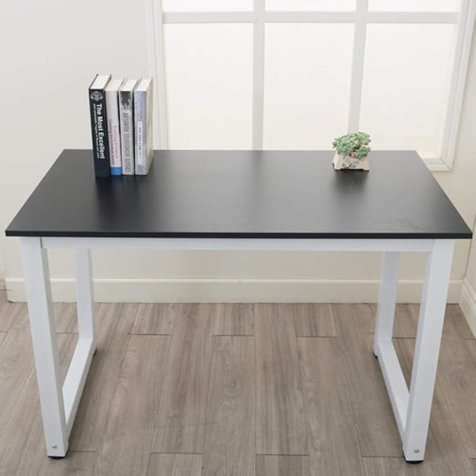 Black 43.3 Home Office DeskWriting DeskFarmhouse Workstation PC Gaming Executive Table for BedroomWood Home Office DeskExecutive Work Desk Workstation