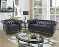 RARZOE 2 Pieces of Living Room Furniture Sofa SetsModern Contemporary Tufted Button Faux Leather Accent Club Chair&ampChesterfield Loveseat Sofas Set with Nailhead Trim Scroll Arms for HomeBlack