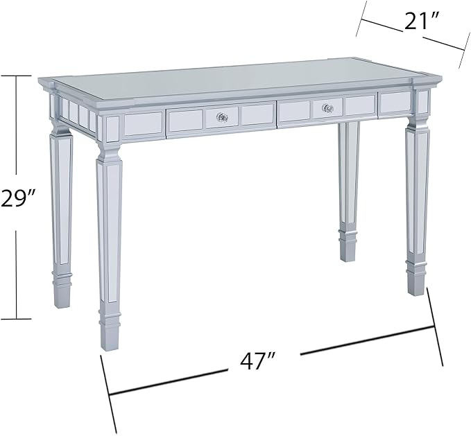 Mirrored Writing Desk with Drawers - Glam Home Office Desk - 47 Wide