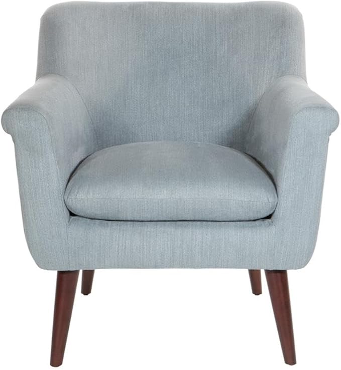 Pemberly Row Mid-Century Accent Chair Charcoal Gray Upholstery Dark Coffee Finish Solid Wood Tapered Legs Rolled Arms 29.75 W x 30.5 D x 33.75 H High-Density Foam Cushion Living Room Seating