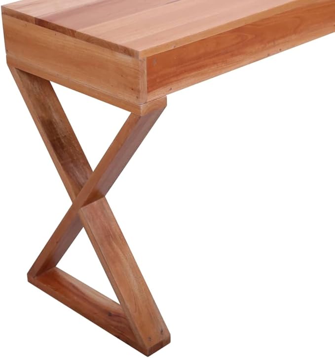 Wooden Writing Computer Desk with 3 Drawers Home Office Desk Writing Study Table PC Desk Workstation for Bedroom 45.3x18.5x30.3 Solid Mahogany Wood