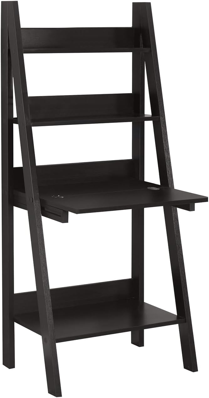 Monarch Specialties Tryy Ladder Desk - Bookcase - Wall Bookshelf - Stand Shelf 61H Cappuccino