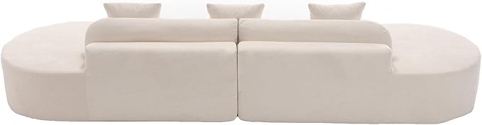 Modern Curved Cloud Sofas with Three Pillows Terrycloth Fabric Upholstered Sofa Combination Sofa Comfy 4 Seat Modular Sofa Minimalist Sofa in Living Room Apartment (Beige *172)