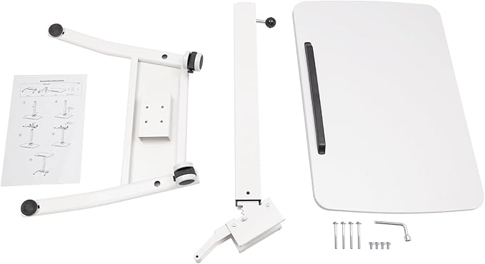 Rolling Desk 26.46lbs Load-Bearing Capacity Floor Mount Rolling Desk Commerical Computer Desk with Adjustable Height 28-42.5inch and 2 Lockable Wheels for Home Offices Meeting Rooms(White)
