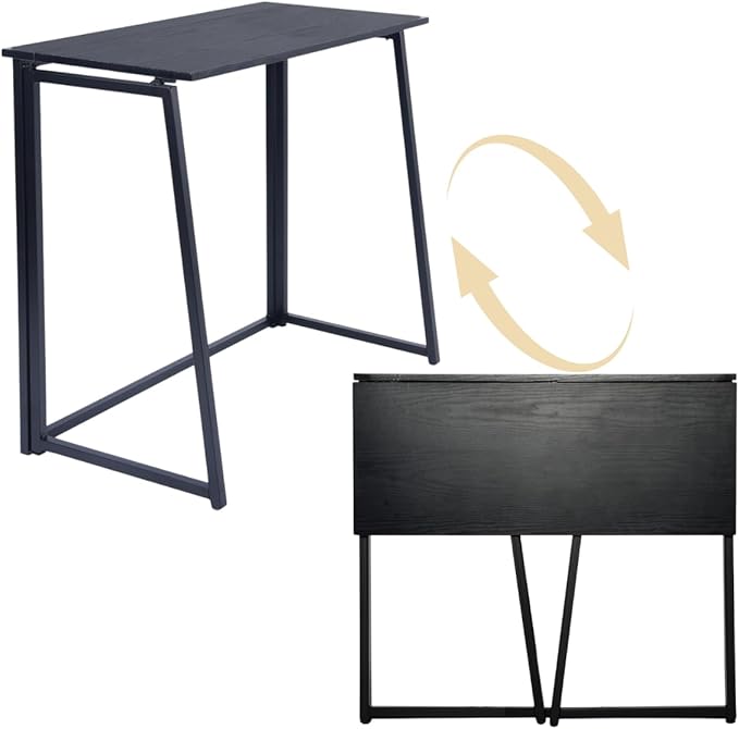 Homy Casa 31.5 Home Office Foldable Desk Space-Saving Study-Workstation for Small Spaces Ideal for Dorm Living Room and Bedroom (Black)